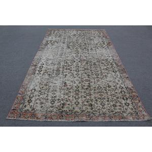 5.5x9.4 ft Turkish Rug, Vintage Large Rug, <b>Brown</b> Blue Bordered <b>Wool</b> Rug - Product Image 1