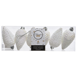 Amicasa - Adornos Navideños de Plástico Blanco con Forma de Piñas de Pino, 6 Piezas, Modelo 9028601 - Product Image 2
