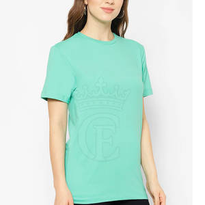 Precio al por mayor por encargo de las mujeres camiseta último estilo Casual Wear Color sólido camiseta para las mujeres - Product Image 3