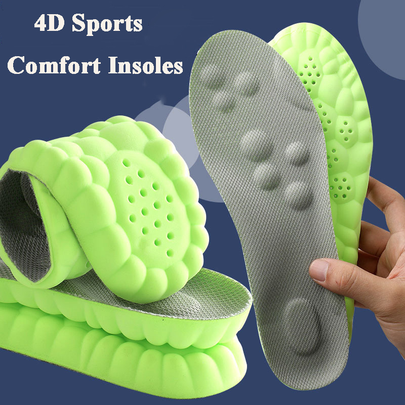 Спортивные комфортные стельки 4D с эффектом памяти и амортизацией из полиуретана, дышащие вставки для обуви для бега и ходьбы