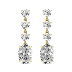 Ethereal Lab Grown <b>Diamond</b> <b>Dangle</b> <b>Earrings</b> 1 Ct Tw F-G Color VS Clarity 8 <b>Diamonds</b> 14K Solid Gold Airy Graceful Movement Sway - Product Image 3