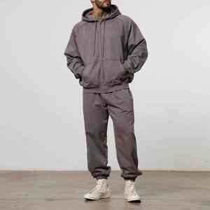 Conjunto de Sudadera con Capucha y Pantalones Deportivos de 2 Piezas Unisex con Logotipo Personalizado, Sudadera con Capucha Extra Grande con Cierre, Felpa de Poliéster Ecológica, Informal, Pesada y Cómoda - Product Image 1