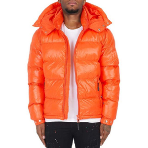 Chaquetas de Invierno para Hombre Estilo Urbano, Chaqueta Burbuja Color Naranja, Impermeable, con Capucha, de Poliéster con Bolsillos, Ropa de Pakistán - Product Image 4