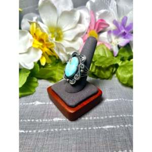 Anillo de Acero Inoxidable a la Moda de Randy Boyd Royston con Turquesa y Bisel de Plata de Ley, Talla 8.75, Regalo - Product Image 3
