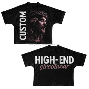 T-shirt unisexe personnalisé en coton 100% avec impression DTG, streetwear, graphique, coupe ample, poids lourd, lavage à l'acide, double couche - Product Image 4