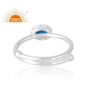 Última venta 925 anillo de piedras preciosas de apatita de neón Natural de plata esterlina joyería personalizada para mujeres regalo para ella - Product Image 2