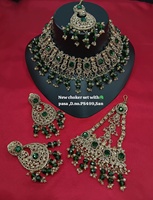 Parure de bijoux de mariée en cuivre plaqué or avec perles, comprenant collier ras-du-cou, boucles d'oreilles et Maang Tikka, de haute qualité, style vintage ethnique, pour mariage et fête