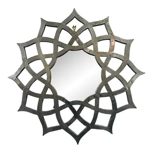 Miroir mural décoratif moderne en feuille d'argent Arabesque Miroir au design géométrique orné pour la décoration intérieure Miroir pour le salon et la chambre à coucher - Product Image 5