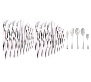 El juego de cubiertos de acero inoxidable más vendido con agarre cómodo 36 piezas elegantes juegos de cubiertos de fiesta de vajilla de acero con espejo - Product Image 2