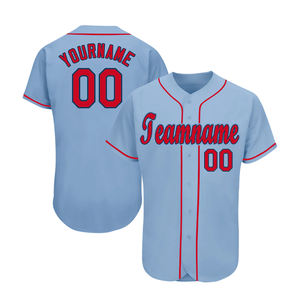 Jersey de béisbol para mujer en color azul cielo ropa de entrenamiento cuello en V peso ligero poliéster hecho media manga Jersey con diseño personalizado - Product Image 1