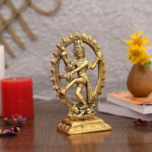 Estatua de Shiva Nataraja de latón hecha a mano, aspecto Vintage, Ideal para decoración de templo de inauguración de la casa y regalos espirituales de la India - Product Image 3