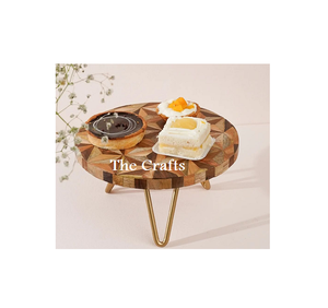 Support à gâteau de qualité supérieure en bois et en fer support à gâteau de taille personnalisée support de service de gâteau au chocolat de forme ronde - Product Image 1