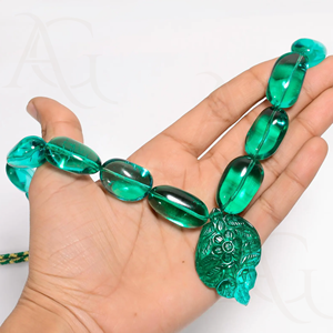 Collier d'émeraudes cultivées en laboratoire Perles à facettes lisses polies vertes Nano Cut Gemstone Strand for Jewelry Making Customisable - Product Image 6