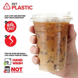 16oz Clear Plastic Disposable <b>Cups</b> Lids Leak Proof BPA Free Freezer Safe for Smoothies Cold Brew <b>Iced</b> <b>Coffee</b> Lemonade - Product Image 4