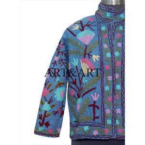 Chaqueta Acolchada de Algodón Transpirable con Bordado Suzani para Mujer, Tejido de Punto Suave Hecho a Mano, Ropa para el Día de San Valentín - Product Image 2