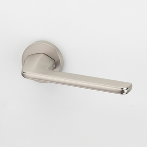 Serrure de poignée de porte à levier plat en aluminium avec <span class=keywords><strong>rosace</strong></span> ronde, serrure moderne en nickel brossé pour intérieur chambre salle de bain bureau maison - Product Image 4