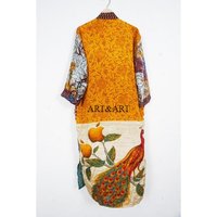 Robe Kimono Japonaise Vintage Unique Faite à la Main en Soie pour Femme, Patchwork Longue Élégante et Douce pour l'Été et le Printemps, Vêtement de Nuit Respirant de Haute Qualité