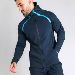 Chándal ajustado transpirable ligero para hombre, con logotipo personalizado, cremallera completa, manga larga raglán, invierno, entrenamiento, correr - Product Image 5