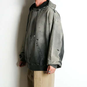 Sudadera con Capucha Personalizada de Fabricante, Estilo Vintage Desgastado, con Cierre y Capucha, Lavado Ácido para Hombre - Product Image 2