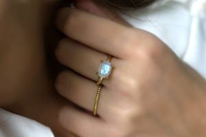 Nuevos anillos solitarios de Plata de Ley 925 sólida chapados en oro de 18 quilates para ella, piedra lunar Natural ovalada, corte facetado, fiestas clásicas - Product Image 5