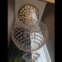 Lustre LED moderne à hauteur réglable avec télécommande pour salon de villa de luxe, forme de fleur colorée, cristal K9, grand luminaire suspendu
