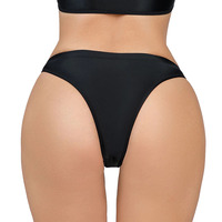 Tanga de mujer sin costuras, transpirable, con corte láser, sexy, de talle alto, sin marcas, liso, teñido, de punto, 100% seda