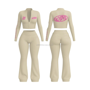 Conjunto Deportivo Oversize Personalizado con Logotipo para Mujer, Sudadera Corta con Capucha y Pantalones Cargo de 2 Piezas para Mujer y Hombre - Product Image 2