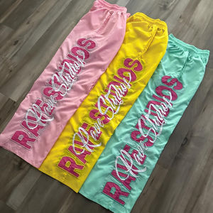 กางเกงวอร์มขาบานสำหรับผู้ชายกางเกงวอร์มผ้าฝ้ายฝรั่งเศสแบบปรับแต่งได้สำหรับวิ่งออกกำลังกายแบบมีซิปรูดแบบลำลอง - Product Image 6