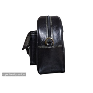 Bolso Bandolera Mini de Cuero Genuino Negro con Textura Vintage, Capacidad Media, Cierre de Hebilla, para Todas las Temporadas - Product Image 2