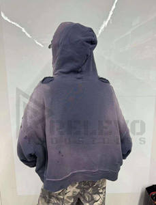 Manches longues personnalisé lavage à l'acide en détresse coton polaire fermeture éclair sweat à capuche blanc hiver surdimensionné Fit vestes pour hommes pull à capuche - Product Image 5