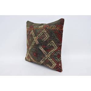 Multicolor Bohemian <b>18x18</b> Wool Pillow Portable Vintage Embroidered Woven Cushion for Bedding Floor Decor 14x14 Inch Decorative - Product Image 4