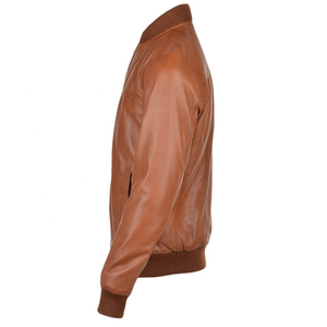 Chaqueta Bomber de cuero tostado para hombre 2025, abrigo de invierno informal con cremallera de talla grande, impermeable, de punto sólido, de poliéster, a prueba de viento - Product Image 4