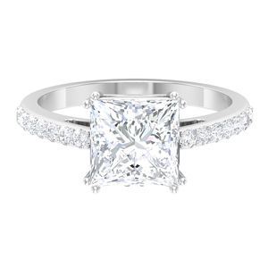 Anillo de Compromiso RITZIN con Diamante Cultivado en Laboratorio, Diseño Princesa, para Mujer - Product Image 4