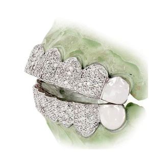 Bijoux de Piercing fin personnalisables véritables diamants SI nid d'abeille Grillz coupes permanentes gratuites blanc brillant CZ Stowes or blanc couleurs roses - Product Image 4