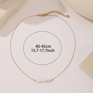 Collier pendentif minimaliste en argent 925 plaqué or avec motif géométrique et perle d'eau douce pour femmes, avec chaîne à perles - Product Image 2