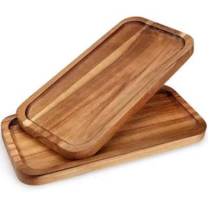 Mayorista de la mejor calidad Bandeja de servicio de desayuno de madera de acacia rectangular sólida de lujo para hotel Restaurante Hogar DE LA India - Product Image 1