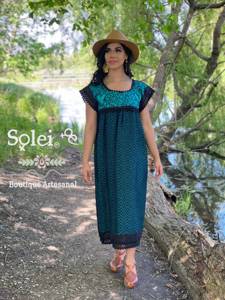 Por encargo de las mujeres Floral Plunge bordado a mano vestido de encaje cuello vestido nuevo bohemio Vintage colección Sexy Casual manga corta - Product Image 5