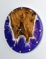 Scscandinavian DIY Rustic kayu zaitun dan Epoxy Resin jam dinding gaya Sungai jam pribadi seni jam kayu