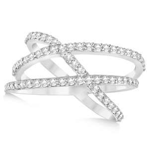14K White Gold Three-Band Diamond Ring with 0.65ct Intertwined Abstract Design <b>Fashion</b> <b>Pendants</b> & <b>Charms</b> - Product Image 2