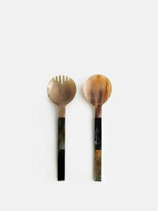 Ensemble de 2 couverts à salade en corne naturelle avec logo personnalisé avec poignée en résine serveur à salade personnalisé et mélange d'ustensiles de cuisine et de vaisselle - Product Image 6