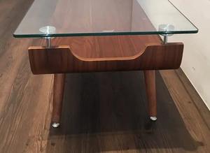 Muebles de sala de estar de diseño contemporáneo, mesa de centro natural de madera curvada de vidrio para uso doméstico - Product Image 3