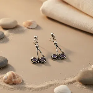 Pendientes de Plata 925 con Amatista, Joyería Elegante para Mujer, Accesorio de Moda - Product Image 1