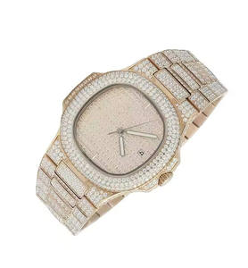 Reloj Unisex Miyota Mecánico de Acero Inoxidable, Estilo Deportivo, Antiguo, Analógico, de Cristal, Completamente Decorado, Color Oro Rosa, Estilo Hip Hop, Simulado - Product Image 1