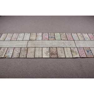 2,5x12,6 ft Runner Turkish Rug, Vintage Rug, <b>Brown</b> White Striped <b>Wool</b> Rug - Product Image 3