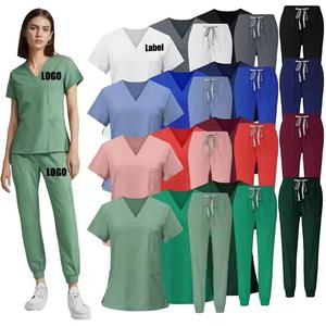 Women's Medical <b>Scrubs</b> Nurse Uniform Top Woven Fabric <b>Scrub</b> <b>Sets</b> for Hospitals OEM Service Available - Product Image 1
