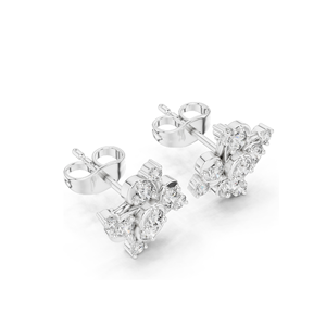 Pendientes de Diamantes de Laboratorio de 0.56 CT con Diseño Floral en Racimo, Claridad VVS-VS EF, Oro de 18KT, 14KT, 10KT y Plata 925, Oro Rosa, Amarillo, Blanco - Product Image 4