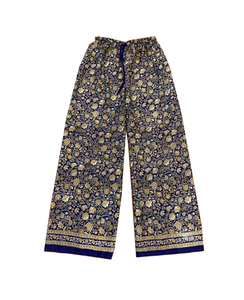 Pantalon large en soie sari indien pour femme avec taille élastique pour la fête, vêtements de nuit, vêtements de plage et vêtements de nuit - Product Image 1