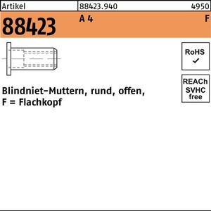 Tuerca Remachable Ciega R 88423 FLAKO M6/3.0-5.5 A4 Paquete de 250 Piezas - Product Image 1