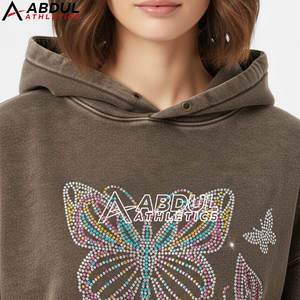 Sweat-shirts pour femmes avec strass et effet délavé tendance, style streetwear, sweat-shirts avec strass et effet délavé - Product Image 5