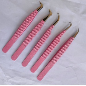 Pinzas de Volumen de Acero Inoxidable con Punta Puntiaguda para Extensiones de Pestañas, Set de 3 Pinzas de Volumen de 90 Grados, Colores Pastel, Marca Personalizada - Product Image 1